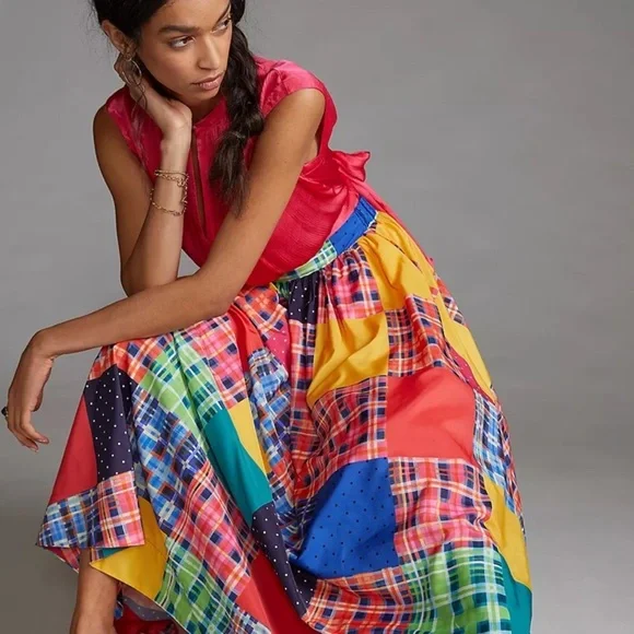 Anthropologie Maeve patchwork Aline skirt new with tags small - Picture 1 of 5